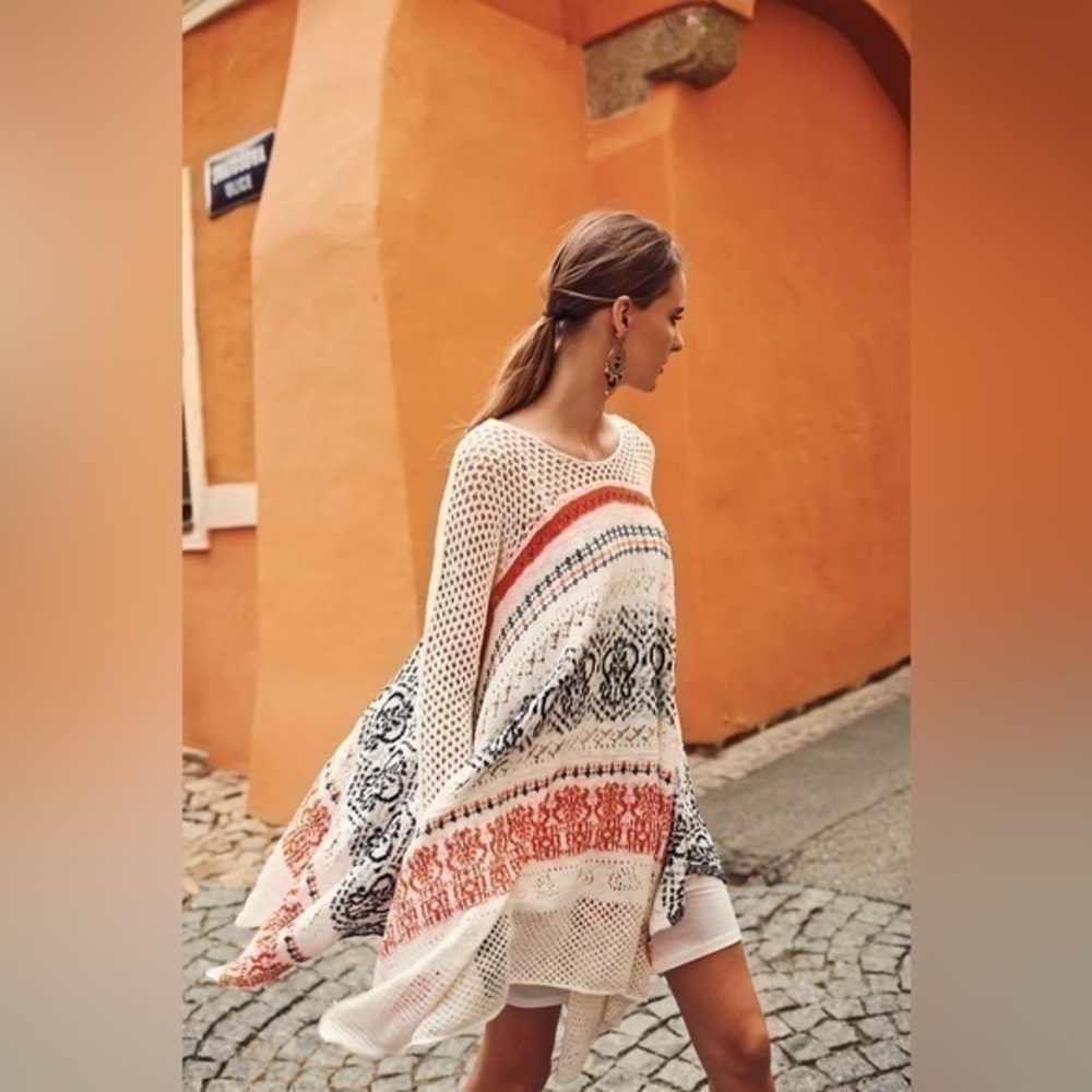 RARE Anthropologie Sleeping on Snow Risen Sun Crochet Sweater Dress Small